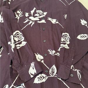 Express Purple and White Floral Shirt